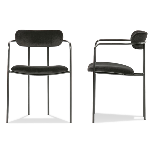 Lot de 2 chaises en velours et métal noir - Collection Ivy - Woood