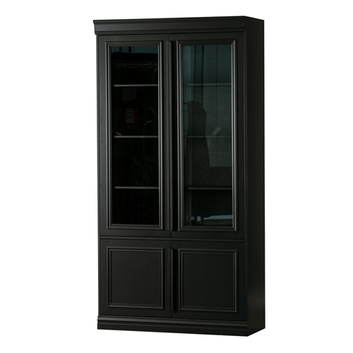 Vitrine 4 portes en pin laqué noir - Collection Organize - BePureHome