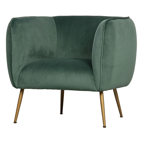 Fauteuil en velours vert piètement doré - Collection Scout - Woood