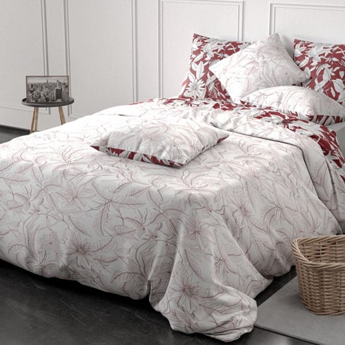 Parure de couette en percale coton - 71 fils/cm² - 240x220cm - Bonheur reversible