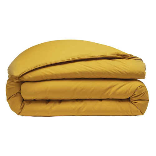 Housse de couette en percale de coton lavé - 80 fils/cm² - 260x240cm - Jaune - Ines