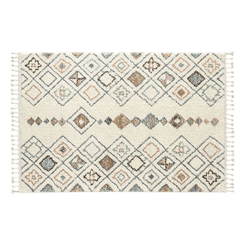 Tapis berbère creme motifs losange 80 x 150 cm - Stella