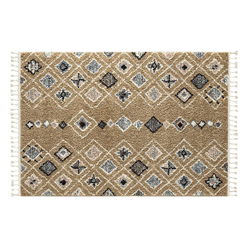 Tapis berbère jaune motifs losange 120 x 170 cm - Stella