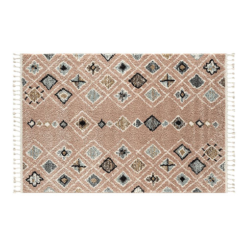 Tapis berbère rose motifs losange 80 x 150 cm - Stella