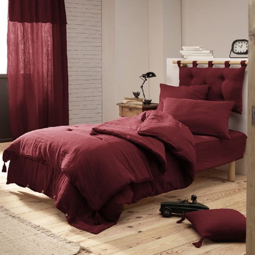 HOUSSE DE COUETTE 140x200CM 100% GAZE DE COTON LIE DE VIN
