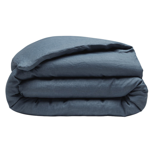 HOUSSE DE COUETTE 240X220CM 100% LIN LAVÉ BLEU EMERAUDE