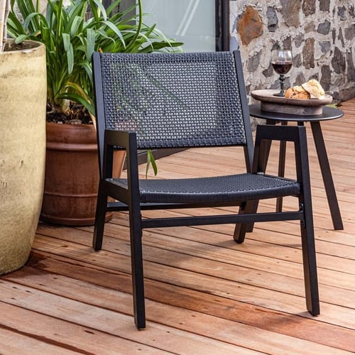 Fauteuil de jardin en aluminium noir - Pem - Woood