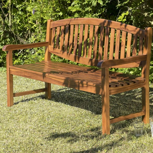 Banc de jardin ovale en teck huilé - Maeva