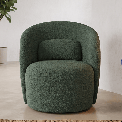 Fauteuil en tissu bouclette vert foncé - Rondo