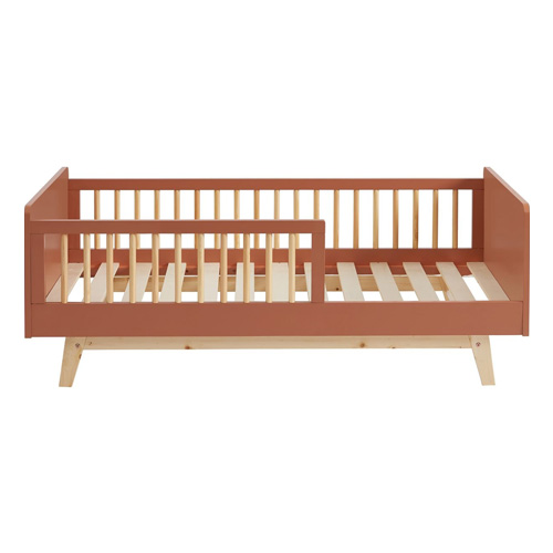 Lit enfant 70x140 en pin massif terracotta avec sommier - Alba