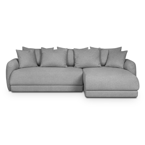 Canapé d'angle droit 5 places convertible avec coffre de rangement en tissu gris chiné - Giulia