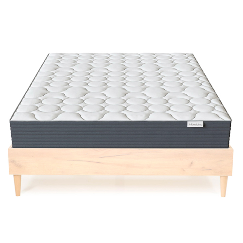 Ensemble lit Paco effet chêne 140x190 + Matelas à ressorts ensachés Spring Plus 22 cm