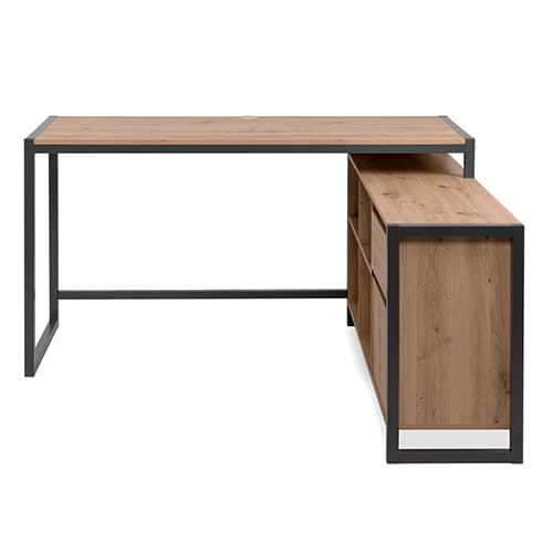 Bureau d'angle 139x142 cm effet chêne, piétement noir - Tosca