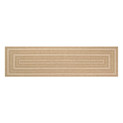 Tapis aspect Jute naturel avec motifs blanc 80x300 - Gaia