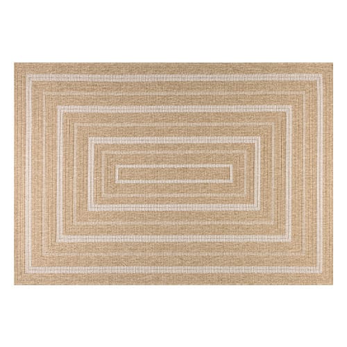 Tapis aspect Jute naturel avec motifs blanc 200x290 - Gaia