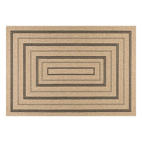 Tapis aspect Jute naturel avec motifs noir 160x230 - Gaia