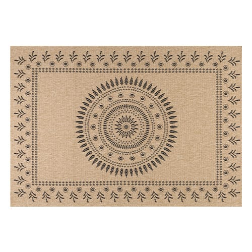 Tapis aspect Jute naturel avec motifs noir 200x290 - Isaura