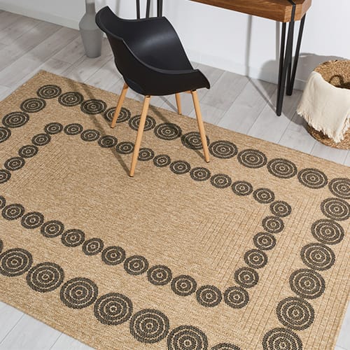 Tapis aspect Jute naturel avec motifs noir 200x290 - Tullia