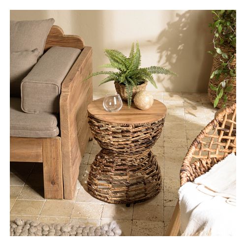 Tabouret assise en bois de teck recyclé SIXTINE