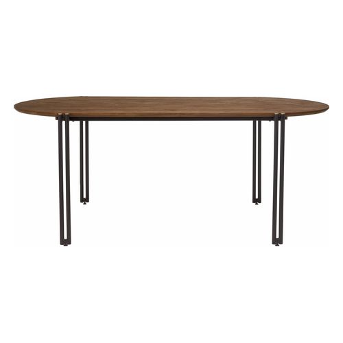 Table à manger ovale 200x105cm plateau bois de teck recyclé SIXTINE