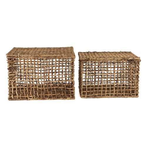 Set de 2 paniers de rangement en tissage naturel ajouré - Sixtine