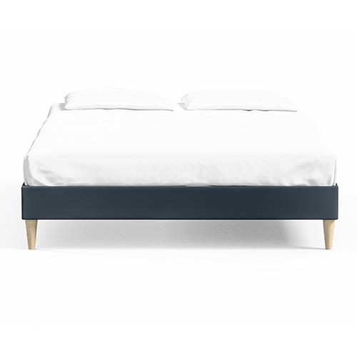 Lit adulte 160x200 en velours bleu nuit - Dina