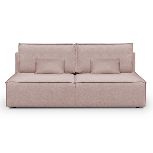 Canapé convertible 3 places avec coffre de rangement en tissu rose pâle - Milla New