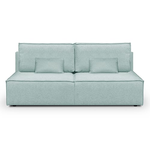 Canapé convertible 3 places avec coffre de rangement en tissu bleu pastel - Milla New