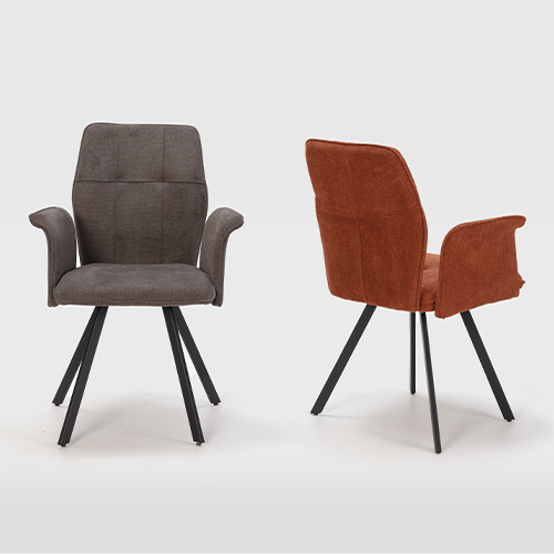 Lot de 2 fauteuils de salle à manger en tissu marron - Alann