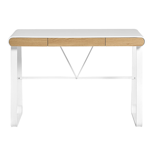 Bureau 3 tiroirs blanc / effet chêne 110 cm - Aya