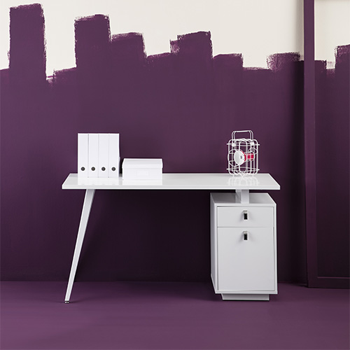 Bureau avec caisson 1 porte 1 tiroir blanc 140 cm- Randy