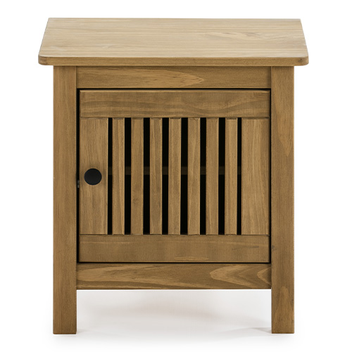 Table de chevet 1 porte en pin massif couleur bois naturel - Fabia