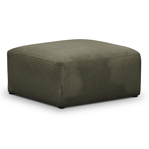 Pouf / repose-pieds modulable en velours côtelé vert kaki - Modulo