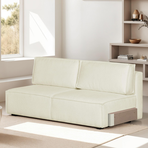 Module canapé 2 places en tissu bouclette écru - Harper Mod