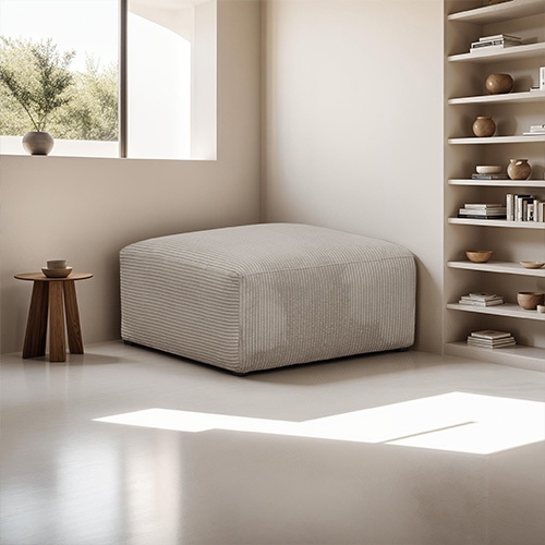 Pouf / repose-pieds modulable en velours côtelé taupe - Modulo