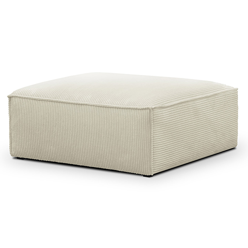 Pouf / repose - pieds modulable en velours côtelé beige - Rezia