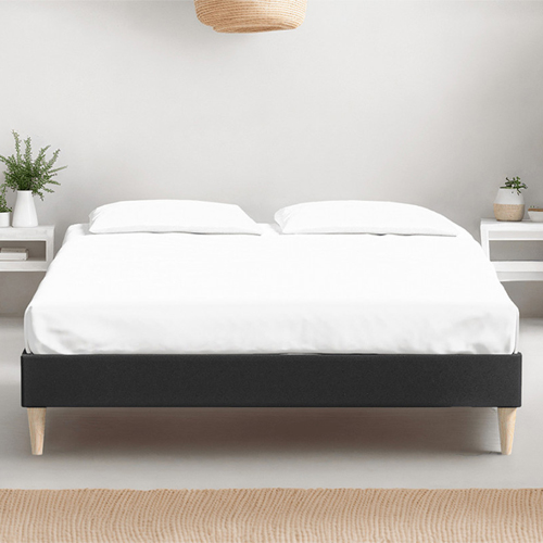 Ensemble lit adulte 140x190 cm en velours gris anthracite Dina + Matelas mémoire de forme Memo HR