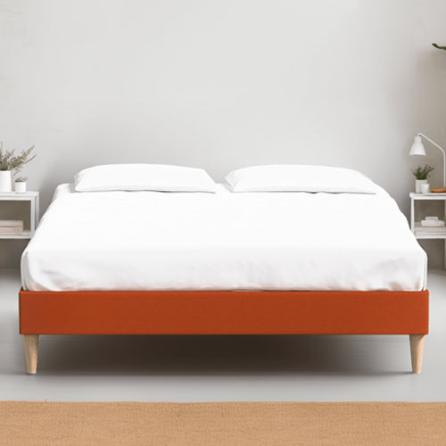 Ensemble lit adulte 140x190 cm en velours rouille Dina + Matelas mémoire de forme Memo HR