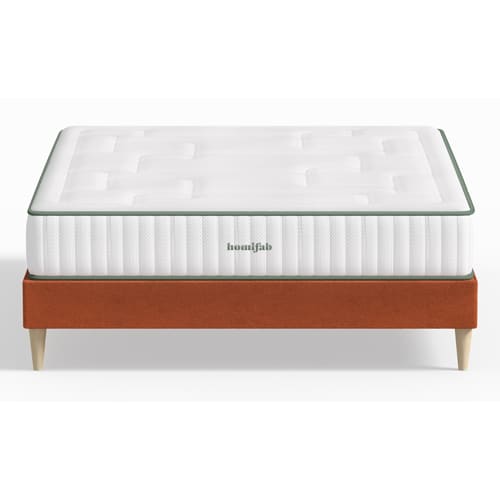 Ensemble lit adulte 180x200 cm en velours rouille Dina + Matelas Latex naturel Latex Luxury