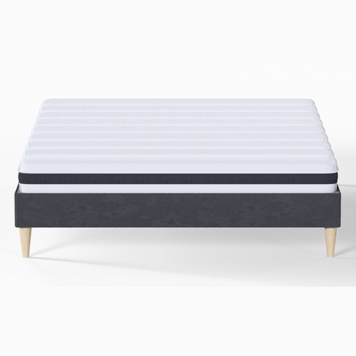 Ensemble lit adulte 160x200 cm en velours gris anthracite Dina + Matelas ressorts ensachés Mousse HR