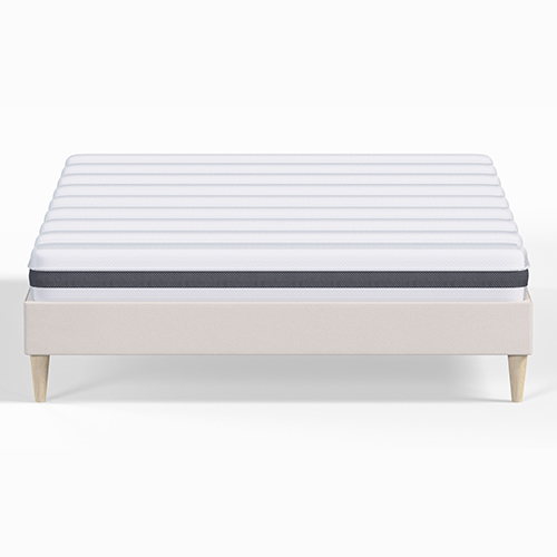 Ensemble lit adulte 160x200 cm en velours beige Dina + Matelas ressorts ensachés Mousse HR