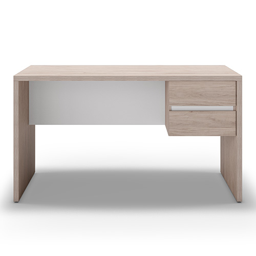 Bureau 2 tiroirs effet bois et blanc 136 cm - Jess