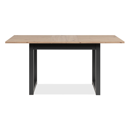 Table à manger extensible 6 à 8 personnes effet chêne, piètement anthracite 120/160 cm - Nora