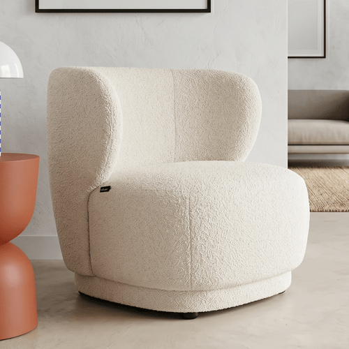 Fauteuil en tissu bouclette écru - Ester