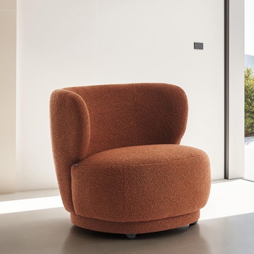 Fauteuil en tissu bouclette rouille - Ester