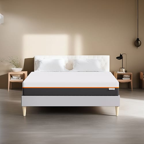 Ensemble lit adulte 160x200 cm en tissu gris clair + Matelas mousse gel à mémoire de forme, double confort - Dual Confort