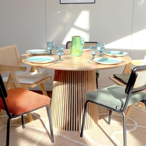 Table à manger ronde en bois 4 personnes - diamètre 120 cm - Ada