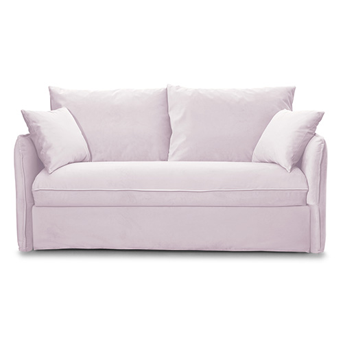 Canapé convertible 3 places en velours rose pâle - Ouverture express - Couchage quotidien - Gina