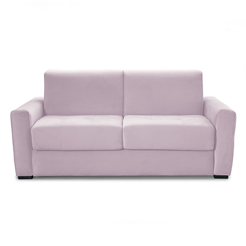 Canapé convertible 3 places en velours rose pâle - Ouverture express - Couchage quotidien - Andrea