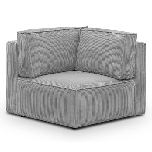 Module d'angle à droite en velours côtelé gris clair - Harper Mod
